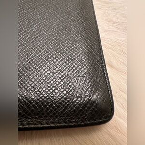 Louis Vuitton Long Black Leather Wallet Card Holder Authentic LV Monogram